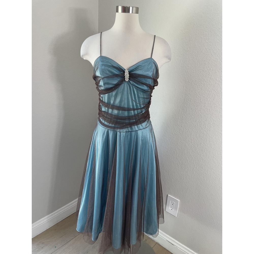 Vintage Y2K Cindy Dress Womens Large Tulle‎ Rhinestone Prom Midi Whimsy Fairy
